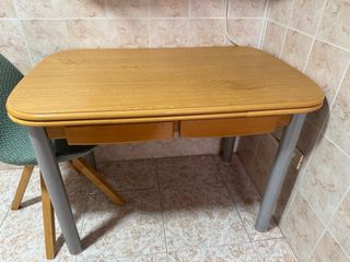 Mesa de cocina extensible madera y metal