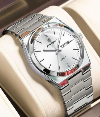Reloj Poedagar Hombre Plata y Blanco