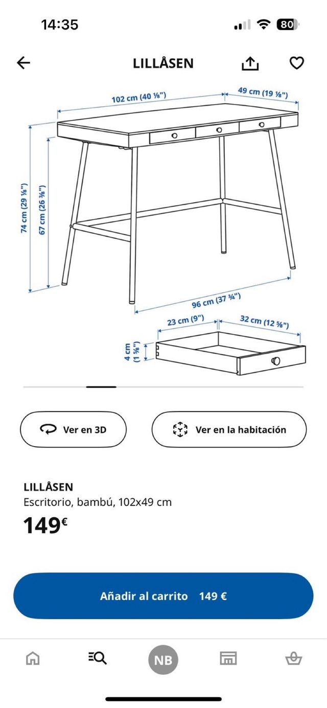 Escritorio Ikea Lillasen, como nuevo. 