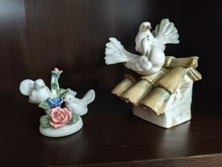 Statuine di piccioni in porcellana
