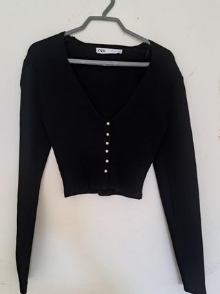 Conjunto Zara Blusa y Falda Negro Talla L