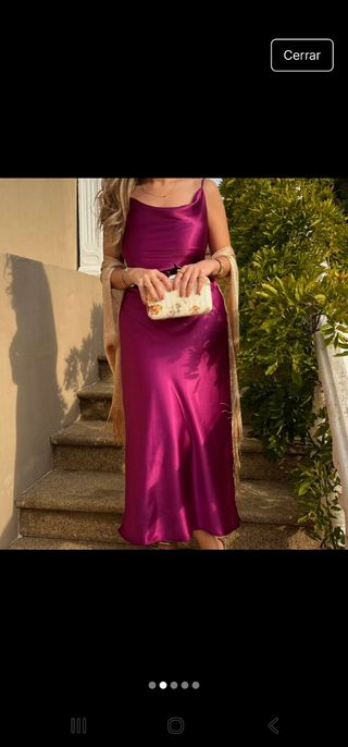 Vestido lencero satinado morado Zara