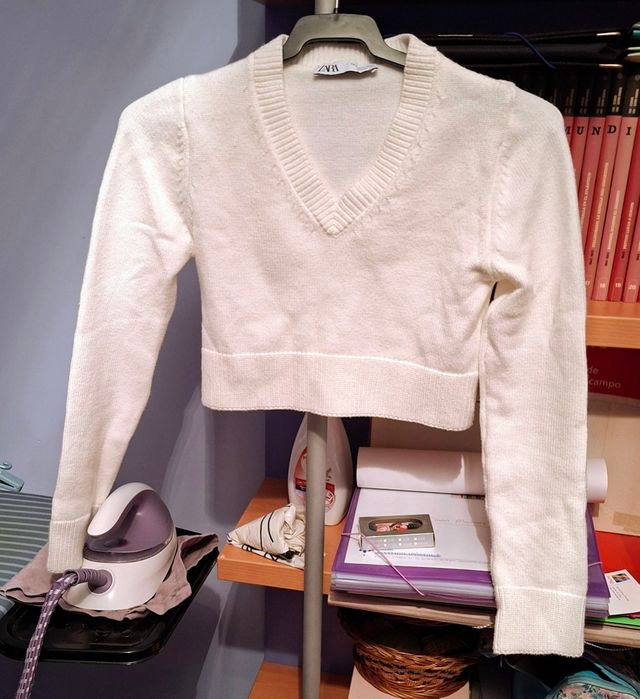 Maglione in maglia bianca Zara Crop