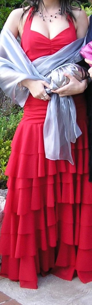 Vestido Rojo fiesta volantes  talla 38