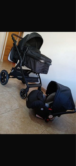 Carrito de bebé 3 en 1 negro