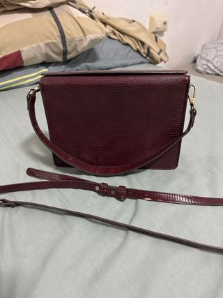 Bolso Mango Rojo Piel Serpiente