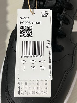 Scarpe Adidas alte nere taglia 45 1/3