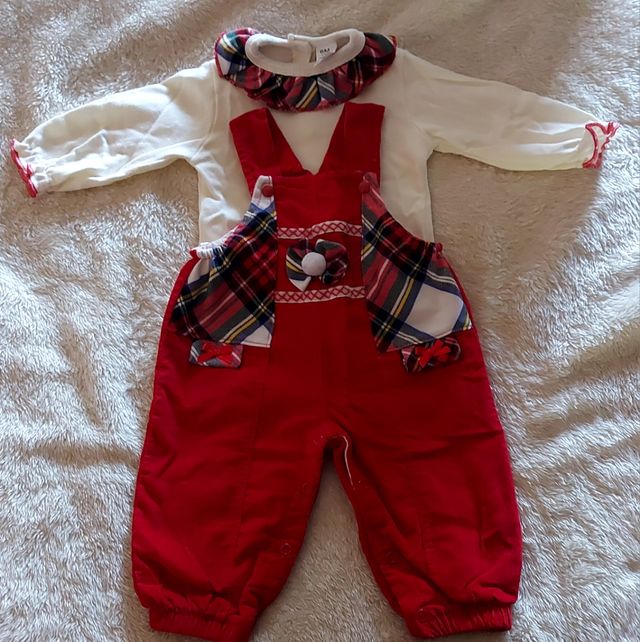 Conjunto mono y blusa bebé cuadros