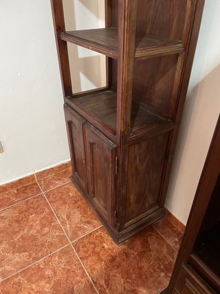 Estantería de madera oscura con puertas