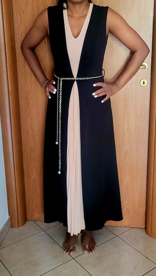 Abito donna nero e beige