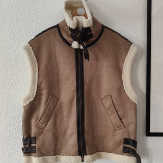 Chaleco borrego y ante oversize 