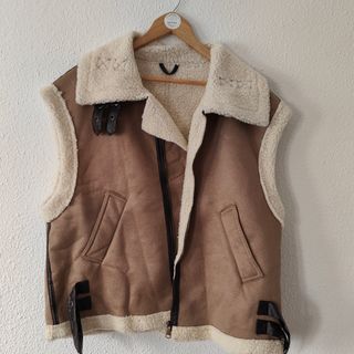 Chaleco borrego y ante oversize 