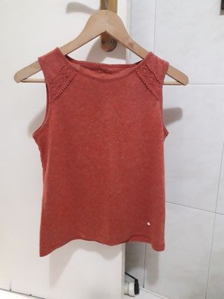 Camiseta sin mangas  naranja oscuro para chica