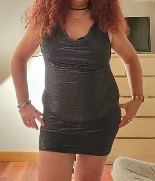 Camiseta elástica con brillos plateados