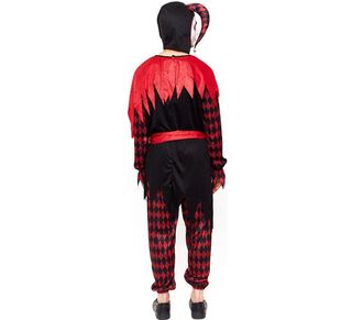 Disfraz Bufón Esqueleto Mono Enterizo Rojo Hombre