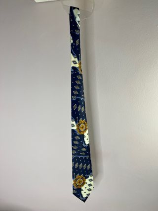 Corbata Vintage Azul y Dorada