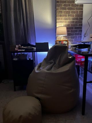 Puff XXL Beige con Reposapiés 