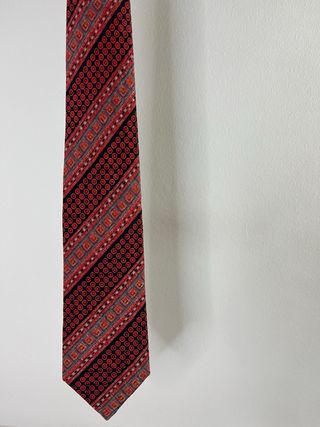 Corbata Vintage Seda Negra y Roja