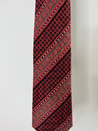 Corbata Vintage Seda Negra y Roja
