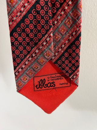 Corbata Vintage Seda Negra y Roja