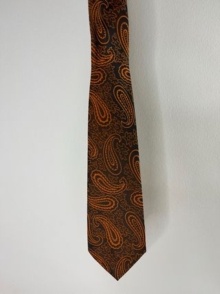 Corbata Vintage Seda Marrón y Naranja