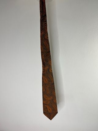 Corbata Vintage Seda Marrón y Naranja