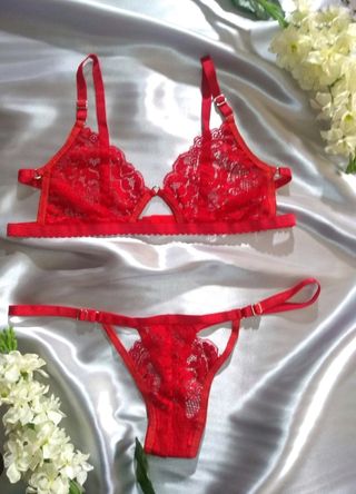 Conjunto lencería rojo encaje