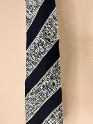 Corbata Vintage Rayas Azul y Plateado