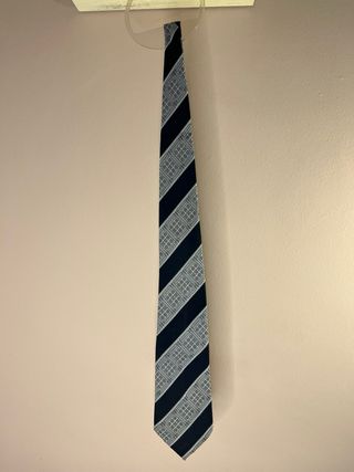 Corbata Vintage Rayas Azul y Plateado