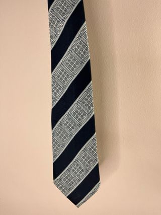 Corbata Vintage Rayas Azul y Plateado