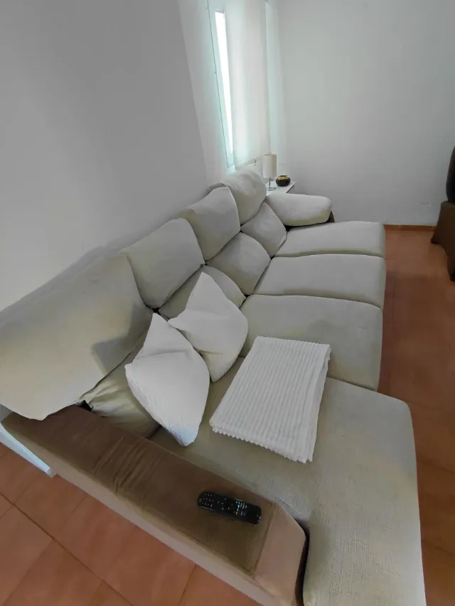 Sofá CAMA Chaise Longue Beige VISCOELÁSTICO