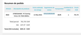 Ordenador Gaming HP Victus 15L