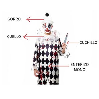 Disfraz Payaso Sangriento Terror Bufón para Adulto