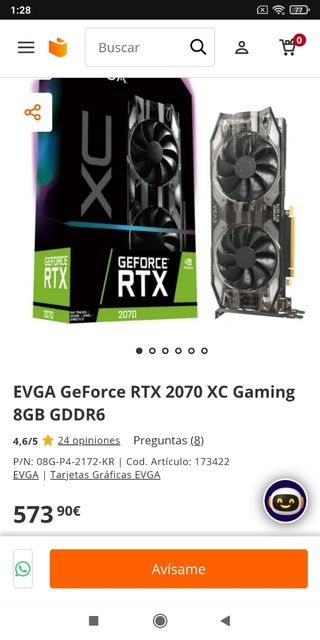 Tarjeta Gráfica EVGA GeForce RTX 2070 8GB