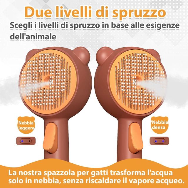 Spazzola per gatti e cani aghi morbidi e vapore