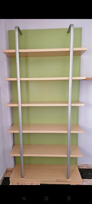 Estantería madera y metal verde/beige. Sin carcoma