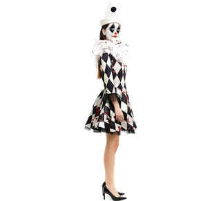 Disfraz Payaso Terror Circo Mujer Vestido Bufón