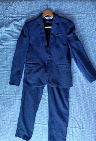 Traje algodón y lino azul H&M niño 12 - 13 años