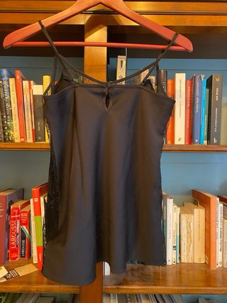 Top Etam satén con encaje