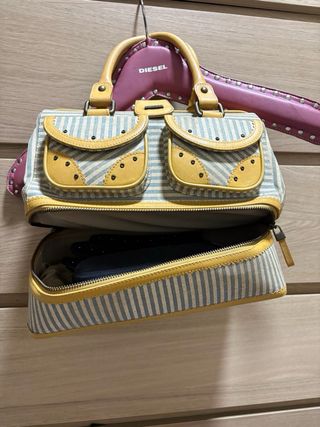 Bolso Diesel Rayas Azul y Amarillo