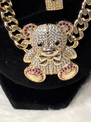 Collar y pulsera laminado 14k oso