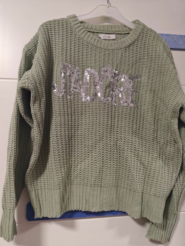 Jersey verde con lentejuelas