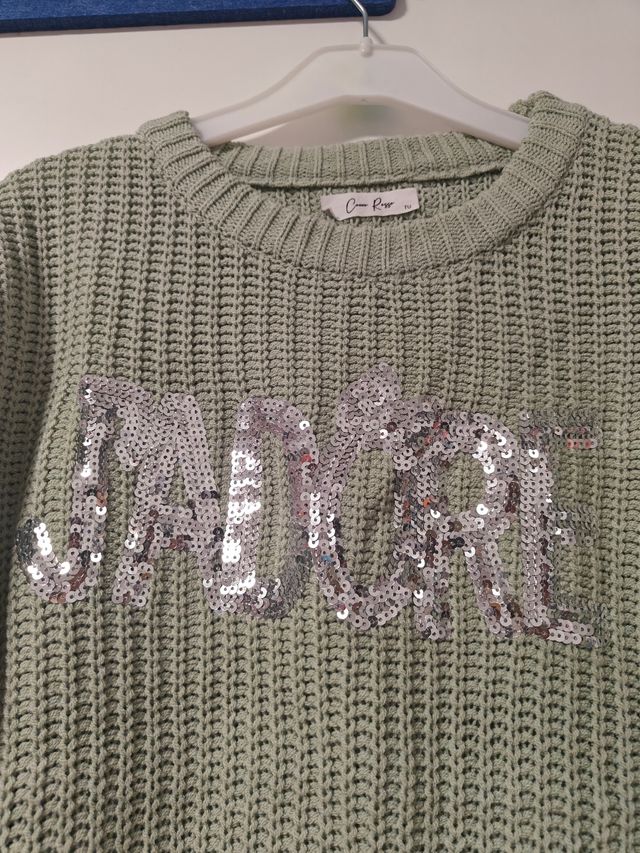 Jersey verde con lentejuelas