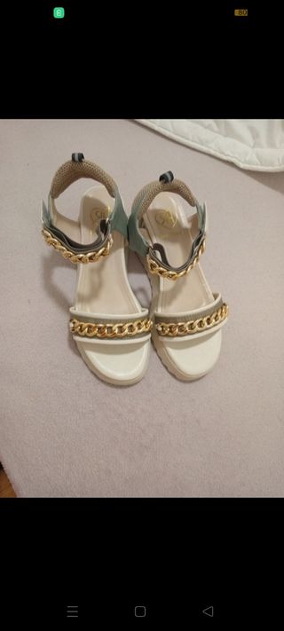 Sandalias plataforma verano doradas y verdes