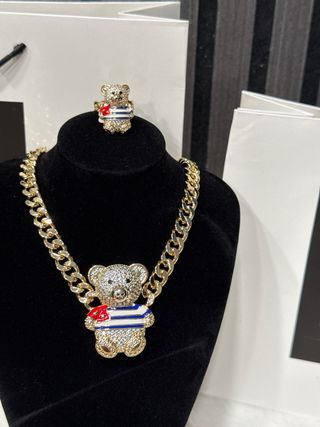 Collar y Anillo Oso Laminado 14k