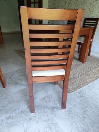 Mesa comedor extensible + 6 sillas madera maciza 