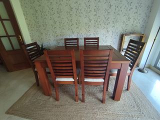 Mesa comedor extensible + 6 sillas madera maciza 