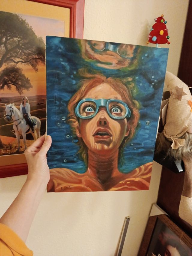 Óleo Chica Buceando