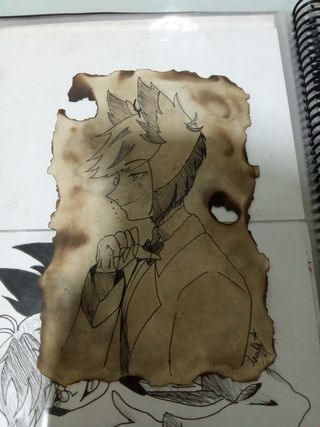 Dibujo Alastor Hazbin Hotel quemado