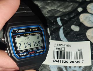 Reloj Casio F-91W Negro y Azul